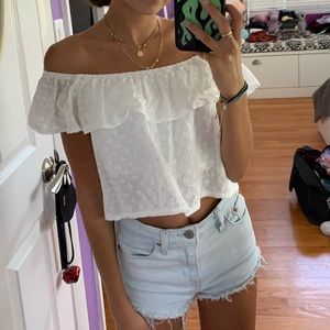 Off the shoulder white top